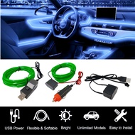 Plug & Play USB LED Car Interior Light 3M/6M EL Wire Ambient Lighting For Automobile With Adapter
