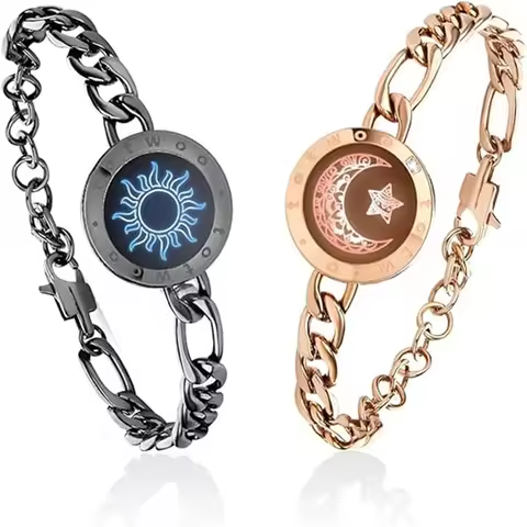 Totwoo Long Distance Touch Light up&Vibrate Bracelets For Couples, Long Distance Relationship Gifts 