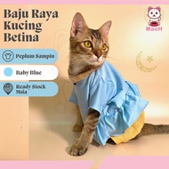 MaoH Baju Raya Kucing Betina (Baby Blue) Peplum 2024 Cat Clothes Melayu Sedondon Comel