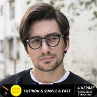 (JIUERBA) Black Frame Eyeglasses for Men Vintage Fashion Small Frame Round Eyeglasses for Women