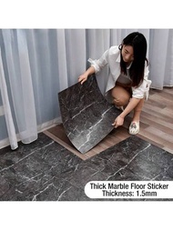 1入厚款仿大理石陶瓷磁磚地貼,pvc素材,防水自黏,適用於客廳浴室廚房家居地板裝飾