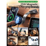 NovelGoal 25W Wireless Charger Car Holder with 17MM Ball Head Suitable for Magsafe Phones
