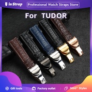 20mm/21mm Crocodile Leather Replacement Watch Strap With Deployment Clasp For TUDOR Royal/Black Bay/