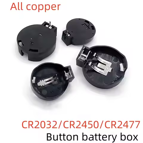 5PCS BS-2-1 CR2032/CR2025 Button Battery Holder 2P DIP Pin Copper 3V Button Battery Holder CR2477