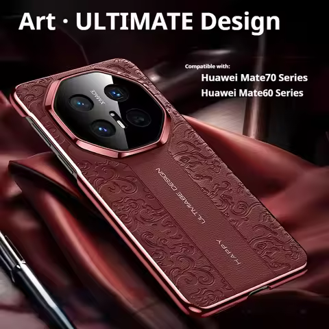 Luxurious Leather Back Electroplated Hard PC Cover Case For Huawei Mate 70 60 50 40 Pro RS Honor Mag