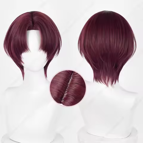 Anime Hayato Suo Cosplay Wig 32cm Dark Brown Mixed Red Wigs Short Heat Resistant Synthetic Hair