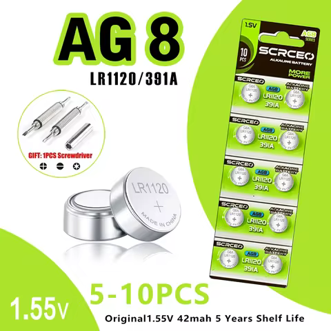 5 - 10 PCS 191 LR55 391 AG8 SR1120SW LR1120 1.5V Reliable Lithium Manganese Dioxide Button Coin Cell