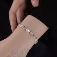 1/2Pcs Silver Bead Braided Pearl Bracelet - Minimalist Jewelrys - Women Bracelets - Light Luxury Jew