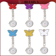 [Blesiya] Fashion Battery Nurse Fob Watch Flower Face Clip Fob Pocket Quartz Watch