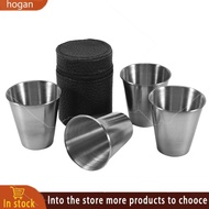 【hogan】Stainless Steel Shot Cups, Set of 4 Cups, Metal Shot Glasses, Stackable, Hip Flask Small with