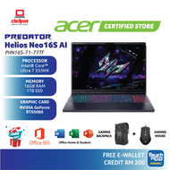 ACER PREDATOR HELIOS NEO 16S AI PHN16S-71-77TF GAMING LAPTOP (Ultra 7 255HX 16GB RAM1TB SSDNV RTX506