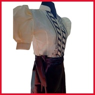 ☫ ∆ Puff Sleeve Ladies Barong with Satin Skirt