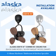 ALASKA ESKYE 15" Corner DC Ceiling / Wall Fan (Available in Black Dark Wood / Silver Parquet Wood) Smart Fan