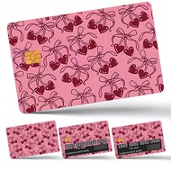 4pcs/Set, Love Cherry Bow Style Credit Card Sticker, Suitable For EBT, Credit Card, Debit Card, Tran