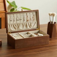 首飾盒 胡桃木雙層分類珠寶盒 大容量耳環飾品收納盒 禮物 可刻字