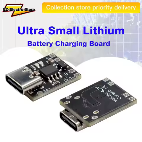 SAFE & SMALL USB-C Li-ion Battery Charger Board 3.7V 4.2V 1A Automatic Charge Stop with Protection P