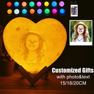 Customized Heart Shape Moon Lamp 3D print Personalized Photo Text Lunar USB Charging Night Lamp Cust