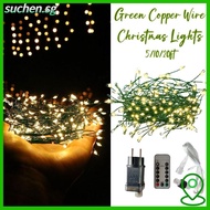 SUCHENSG 5/10/20ft Christmas Lights, Battery USB Charging Green Copper Wire Fairy Lights String, 50/