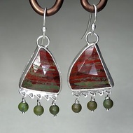 耳環 天然 紅碧玉 綠松石 土耳其石 925銀飾 寶石 飾品 首飾