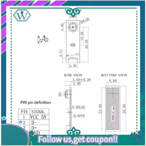 A75Q-30W Pixel USB2.0 OV7675 Camera Module +40CM USB Cable For Laptop