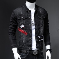 2022 Fashion Spring and autumn embroidered male denim jacket mens fashion casual jacket Joker handso
