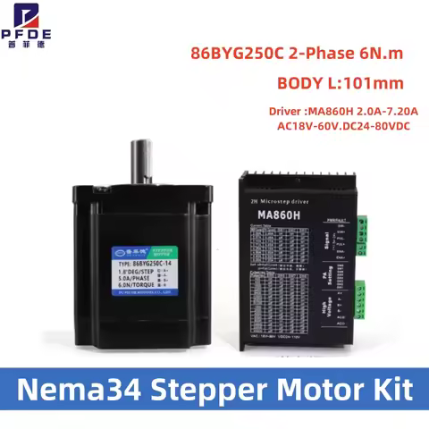 NEW Nema34 Stepper Motor Kit 86BYG250C 2-Phase 6N.m 101mm MA860H 2.0A-7.20A AC18V-60V.DC24-80VDC Dri