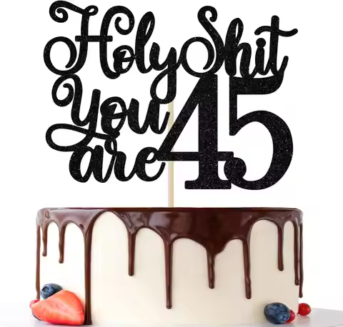 1 Pack Happy 45th Bithday Cake Topper, 45 & Fabulous Cake Decor, Funny 45th Birthday Decorations for