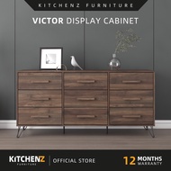 KitchenZ Victor Series 5Ft Display Cabinet with Drawer Storage Cabinet Sideboard Cabinet Living Cabi