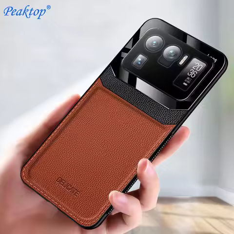 Peatkop For Xiaomi Mi 11 Ultra Case PU Leather Silicone Shockproof Bumper Back Cover Xiomi Mi11 Mi 1