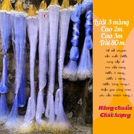 3-screen fishing net 2m high, 3m long, 80m long. 3,5cm,4cm,5cm,5cm,6cm,7cm,8cm,10cm,12cm.