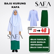Baju Kurung Kafa Sekolah Rendah Putih Kain Hijau Gelap Sepasang Kain Licin Koshibo Safa School Unifo