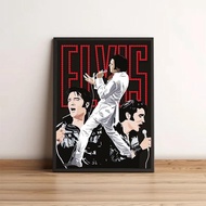 Cetakan Kanvas Elvis Presley 40x60cm - Poster Seni Dinding Vintage untuk Hiasan Rumah & Bilik