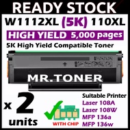 Compatible Toner HP W1112A W1112X W1112XL W1112XXL 110A Black HP Laserjet 108 108A 108w HP 136 MFP 1