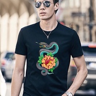 Summer Fashion Men  Short-sleeved Cobra Print Casual Street Top Tee Male Clothing T-shirt Blouses O-Neck  S-5XL
