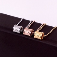 [READY STOCK] Korean Design Zirconia Queen Mickey Smiley LV Drum Pendant Titanium Necklace Rantai (S