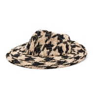 Chanel Beige, Black and Silver Houndstooth Tweed Fedora Hat Size M, 2019