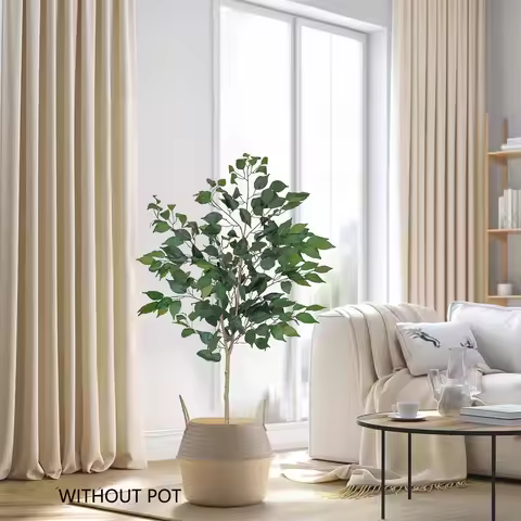 4.27ft Artificial Ficus Banyan Tree with Plastic Pot morden Indoor ornament fake plant for home Gard