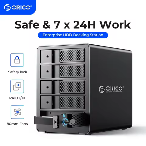 ORICO 5 Bay DAS 5Gbps SATA to USB3.0 2.5/3.5 Aluminum With Raid HDD Enclosure 150W Internal Power HD
