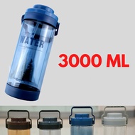 Large Capacity BPA Free Water Bottle With Straw  & Carrier Handle - 2500ml / 3000ml