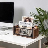 Multi-Grid Letter Storage Box Office Desktop File Organizer Retro Wooden Letter Box 2 Grid Nordic Si