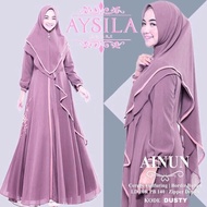 ready Terbaru gamis set syari AINUN SYARI bhn ful ceruty+khimar 2