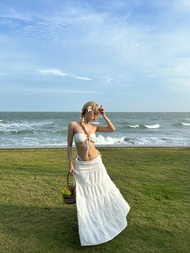 Chân Váy Maxi Dáng Dài Pepper Clothing Váy Trắng Xoè Nhiều Tầng Dây Rút May Hai Lớp Thời Trang - Fio