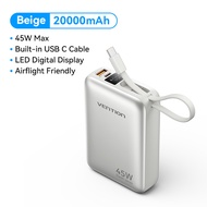 [3C]Vention CCC Certification 20000mAh Power Bank45W Fast Charging 3 Port Built in Type C Cord for L