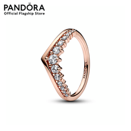 Pandora 14k Rose gold-plated ring with clear cubic zirconia เครื่องประดับ แหวน แหวนโรสโกลด์ สีโรสโกล