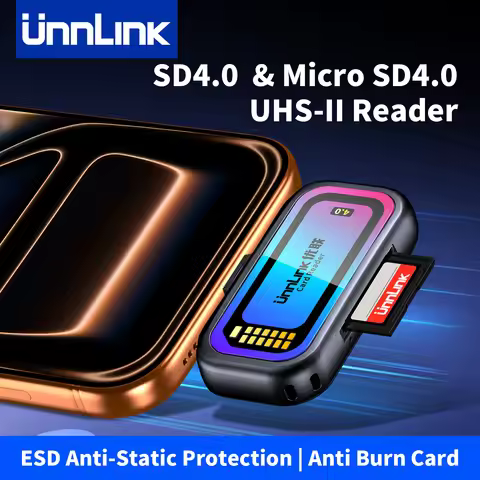 Unnlink SD & Micro SD 4.0 Card Reader UHS-II, USB-C to SD TF Memory Card Adapter for Mac iPhone 16/1