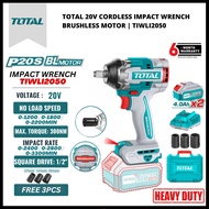TOTAL (P20s / 20V 4.0AH) Li-Ion 1/2'' 500Nm Cordless Impact Wrench Brushless Motor TIWLI2050 | 6 Mon