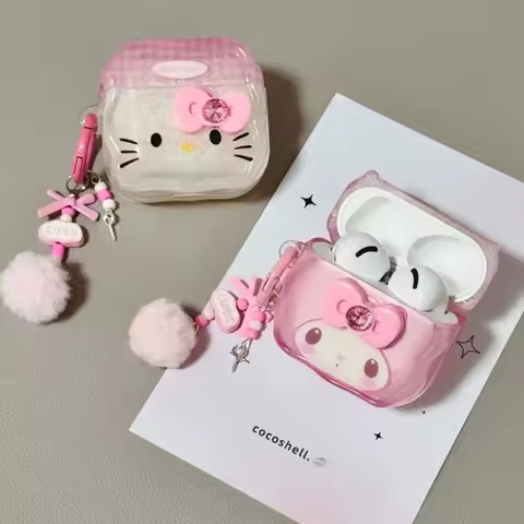 Hello Kitty Protective Case for Apple AirPods 1 2 3 4 Bluetooth Earphone Case, Suitable for AirPods 