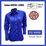 BAJU KORPORATE PLAIN COLOR ROYAL BLUE  SULAM LOGO & NAMA (FC-999G) JENAMA MR.2 LENGAN PANJANG