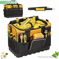 IARMARIOQR Heavy Duty Tool Bag, Adjustable Polyester Construction Wide Mouth Tool Tote,  Yellow Blac