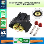 2 PIN SOCKET FOG LAMP H11 H16 H8 H9 M6 FEMALE YELLOW LOCK COLOR HEAT RESISTANT